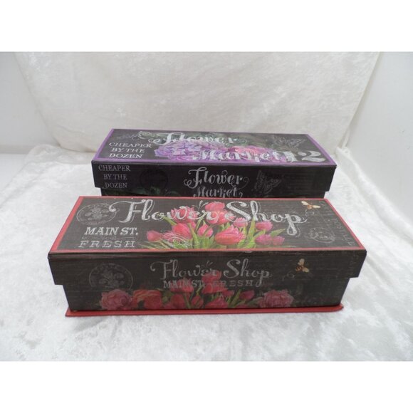 Decorative Flower Market & Flower Shop Keepsake Storage Boxes With Magnetic Lid - Picture 1 of 11